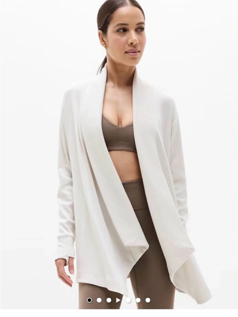Athleta Light Heather Gray Draped Open-Front Cardigan - Picture 9 of 11